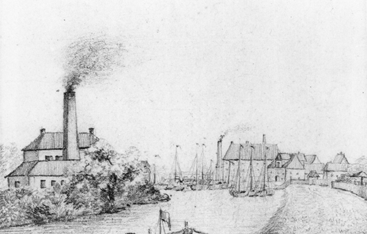 Landschaftszeichnung an der Ihme in Linden, 20. August 1843, heute Glocksee, Bleistiftzeichnung von Georg Weykopf: